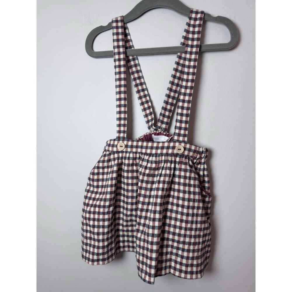 ZARA BABY Girl's Mini Plaid Pinafore Skirt Size 3-4 Years Gray Salmon NWT
